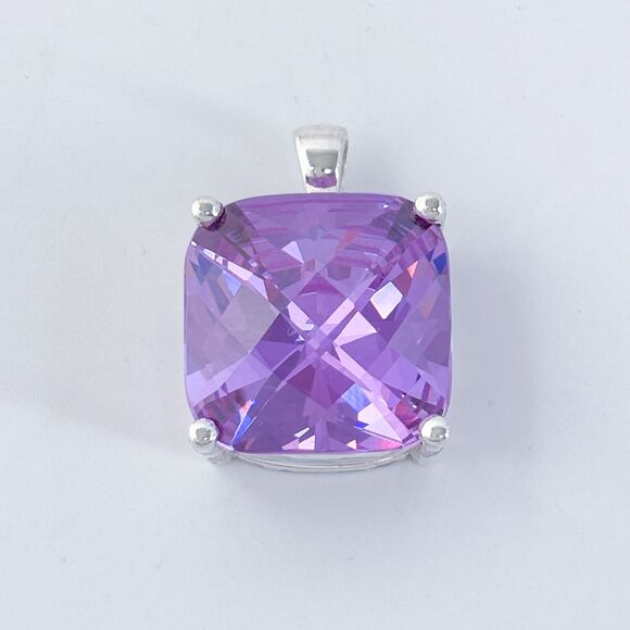 Vintage Sterling Silver 925 Purple Cubic Zirconia Pendant - Picture 2 of 7